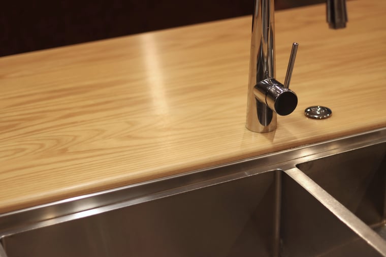 wood benchtops with sinks
