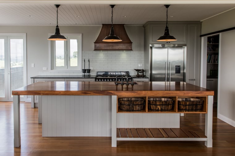 Recycled rimu wood benchtop